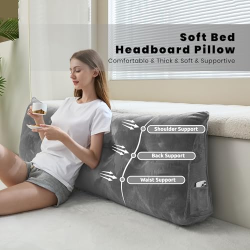 Ergonomic Queen Wedge Headboard Pillow with Removable Cover