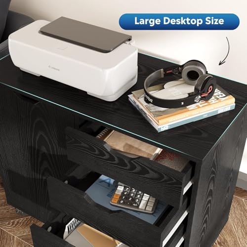 5-Drawer Mobile Storage Cabinet with Adjustable Shelf and Printer Stand