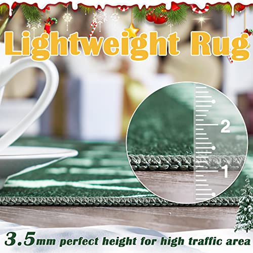COLLACT 8' x 10' Green Xmas Tree Moroccan Holiday Rug - Washable Non-Slip Christmas Carpet for Living Room & Bedroom
