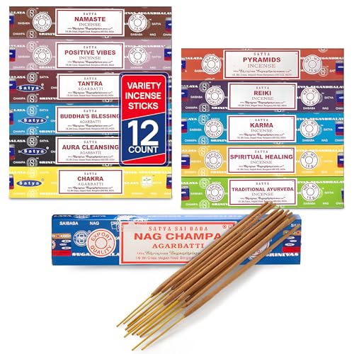 Assorted Incense Sticks Set - 12 Fragrance Pack for Meditation and Yoga