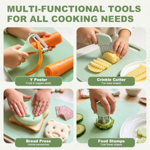 17-Piece Safe Toddler Cooking Set with Storage Basket and Apron