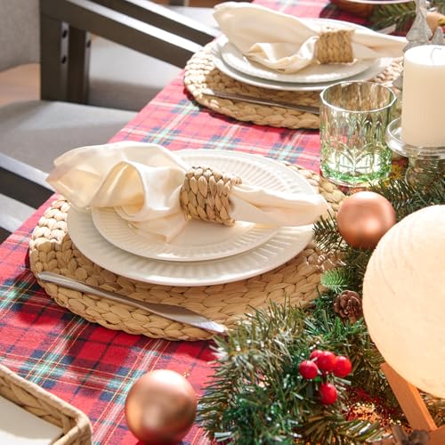 6-Pack Natural Water Hyacinth Woven Placemats, 13.8-Inch Round Table Mats