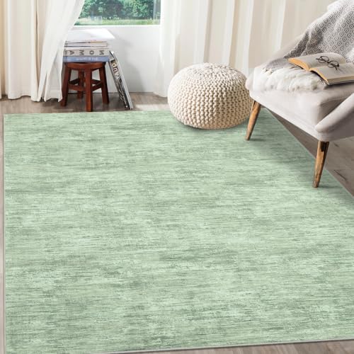 Green 6x9 Modern Abstract Area Rug - Non-Slip, Stain-Resistant, Machine Washable