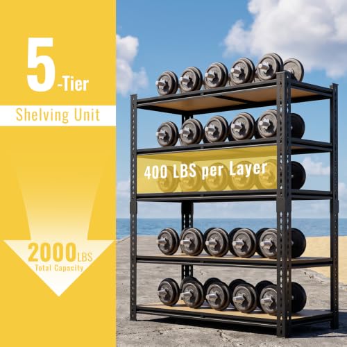 5-Tier Heavy Duty Garage Shelving 72-Inch Metal Storage Rack