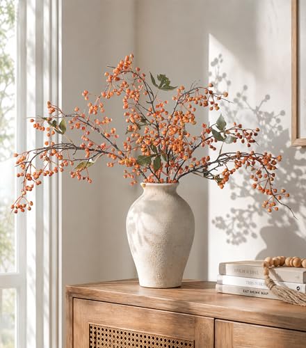 Artificial Blueberry Stems - 32 Inch Faux Berry Branches (4 Pcs)