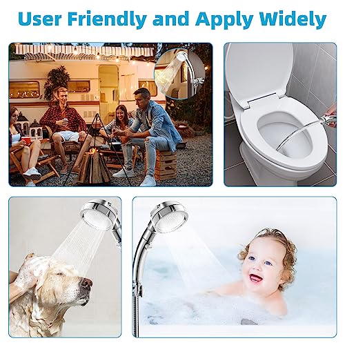 3-Setting High Pressure Handheld Shower Head with Flow Control Button