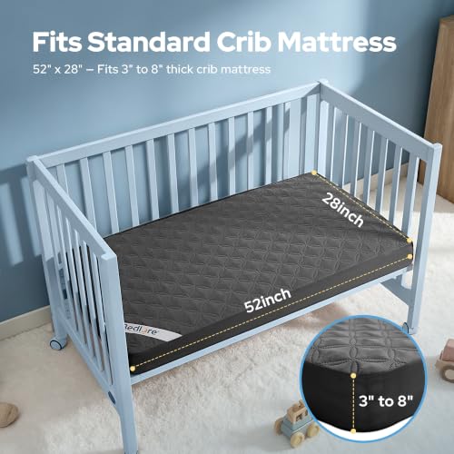BEDLORE Waterproof Crib Mattress Protector 2-Pack - 52" x 28" Noiseless Cover