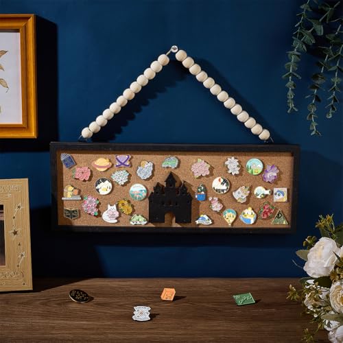 Rectangle Castle Pin Board 5.5x15 Inch Cork Bulletin Display Wall Mount