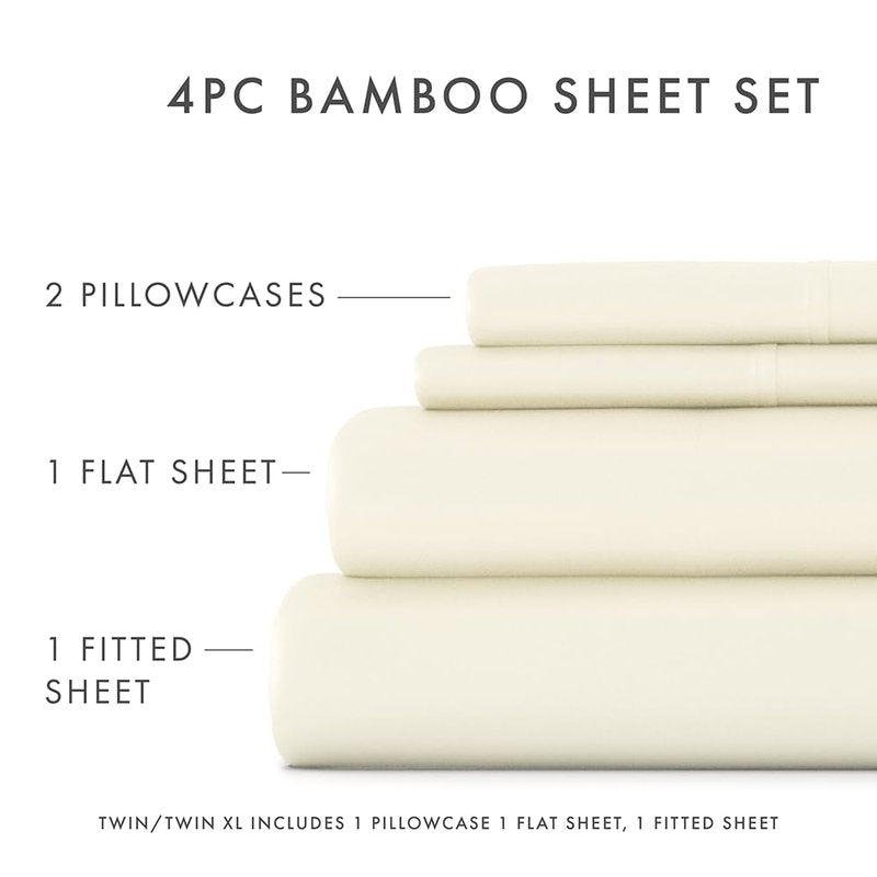 Linen Market - King Sheets - Cooling Bed Sheets Set - Deep Pocket Up to 16" - Breathable & Soft Bed Sheets & Pillowcases - Hotel Luxury Silky Soft - King Size Bed Sheets Set - 4 Piece, Ivory