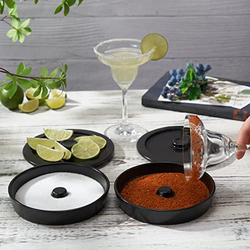 WYMOON Black Ceramic Margarita Salt Rimmer Set with Lids & Tray, Cocktail Barware