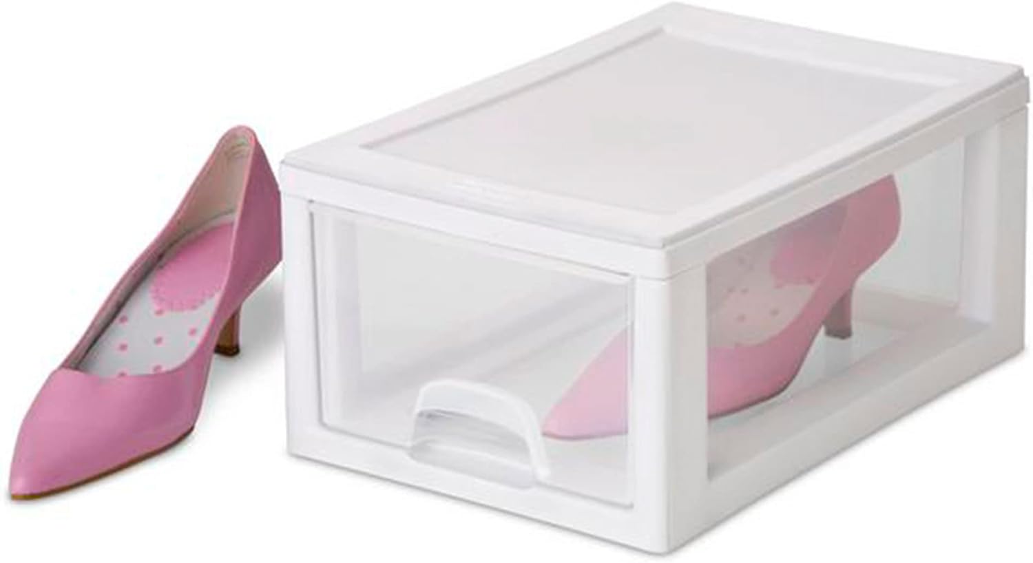 Sterilite 6-Pack Stacking Drawers - Clear Storage Organizers with White Frame for Clothes, Accessories & More
