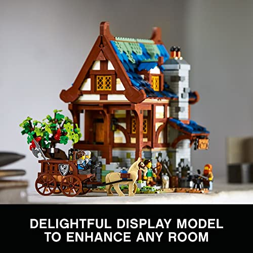 Medieval Blacksmith Building Set, 3-Level Model House with Light Brick