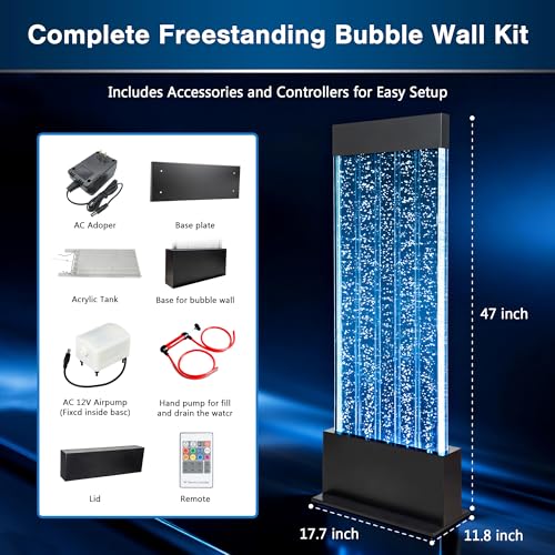 47-Inch LED Bubble Wall Water Fountain with App & Remote Control