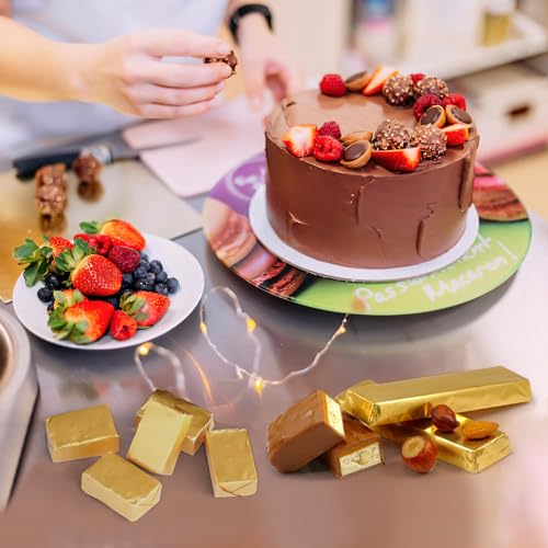 HRXMS Golden Chocolate Bar Wrappers 120pcs 6x7.5in Thick Backing - Food Grade Candy Wrappers