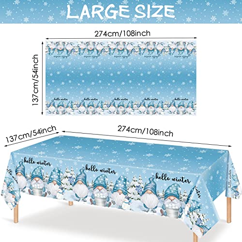Frienda 3 Pack Winter Gnome Tablecloths 108x54 Inch Snowflake Holiday Cover