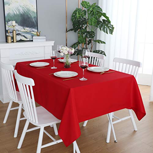 FOLINS&HOME Red Rectangle Tablecloth 90 x 132 Inch Waterproof Heavyweight Polyester