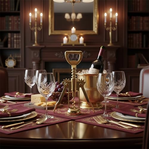 Gold Wine Opener Corkscrew - Elegant Golden Multi-Function Bar Tool