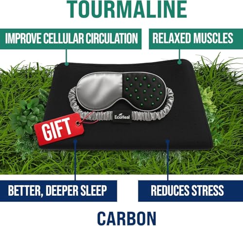 King Wide Grounding Mat with Tourmaline - Conductive PU Leather, Includes Silver Sleep Mask & 15ft Cord
