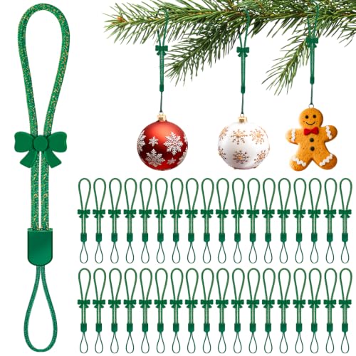 ANGAR 48-Pack Christmas Ornament Hooks, Adjustable No-Slip Green Hooks