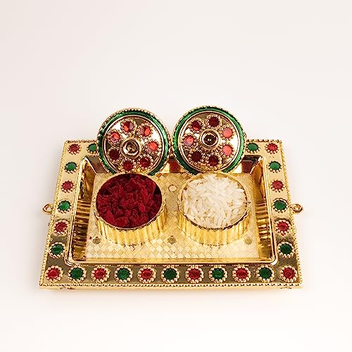 Meenakari Decorative Haldi Kumkum Holder for Pooja and Festivals