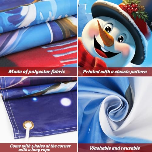 Christmas Door Cover Snowman Scene Indoor Outdoor Holiday Banner 35x71in