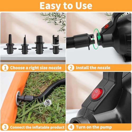 600W Electric Air Pump with 4 Nozzles for Inflatables