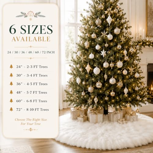 AISENO 36 Inch White Faux Fur Christmas Tree Skirt - Plush Tree Decorations