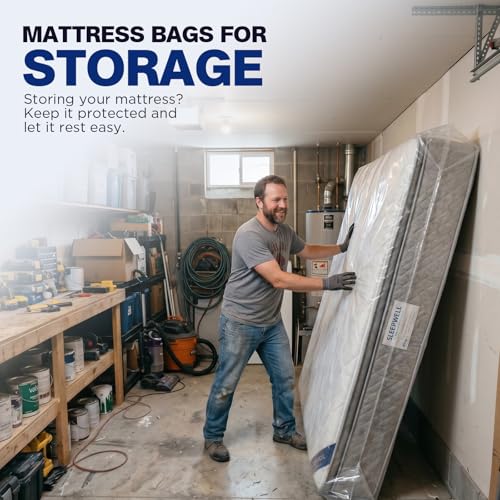 Heavy-Duty Plastic Mattress Bags for Moving & Storage - King/Queen 2-Pack