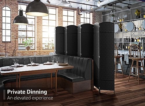 8-Panel Foldable Room Divider, 6ft Tall Portable Privacy Screen in Black