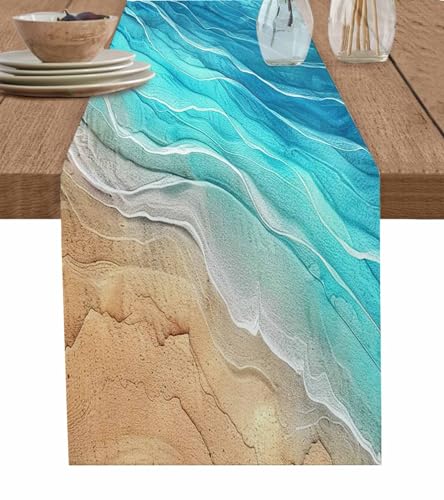 Boanket 13x48 Inch Turquoise Beach Table Runner - Coastal Summer Home Decor
