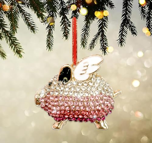 Pink Flying Pig Christmas Ornament with Rhinestones – JUESMOS Metal Decoration Keepsake