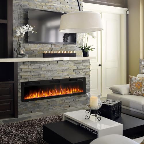 72-Inch Ultra-Thin Linear Electric Fireplace Recessed Wall Mounted Heater