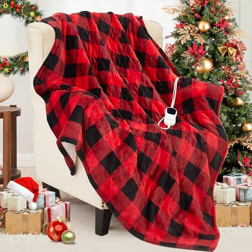 Electric Blanket Heated Throw - Ultra Soft Flannel, 50"x60", 10 Heat Levels, Auto Shut Off