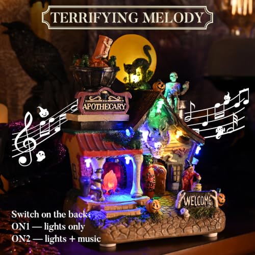 8-Inch Lighted Halloween Haunted House with Music and LED Lights