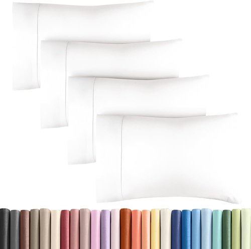 King Pillow Cases - Super Soft Hotel Quality Covers | 4 Pack - Wrinkle Free, Stain Resistant - 20" x 40" (White)