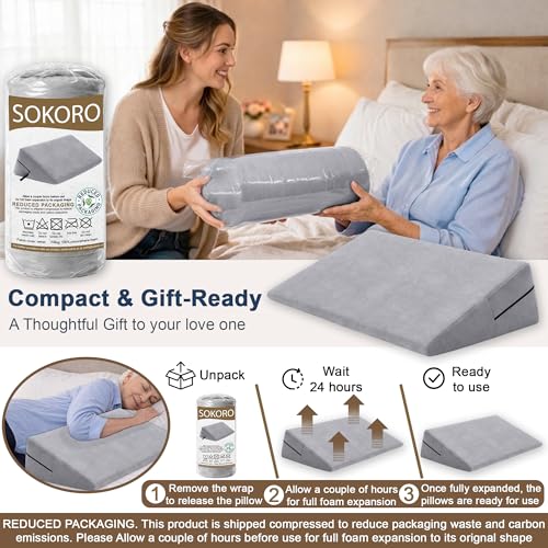 Triangle Wedge Pillow for Sleeping - 7 Inch Compact Design for Snoring Relief and Back Support