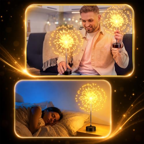 Tujoe 4 Pcs Halloween Firework Lights Table Centerpiece - Warm White (4/ Warm White)