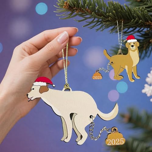 Gadluckki 2-Pack Funny Christmas Ornaments Labrador & Retriever Dog Gifts