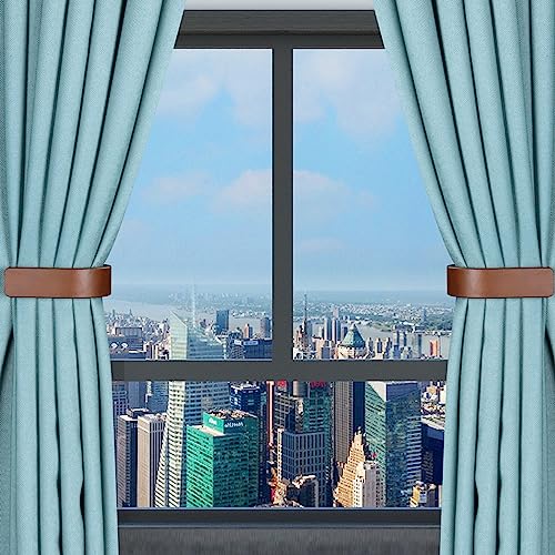 2-Pack U-Shaped Beech Wood Curtain Tiebacks, Wall-Mounted Drapery Hooks