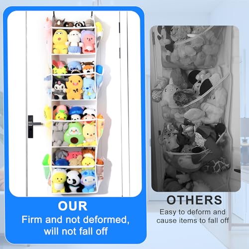 Over-the-Door Stuffed Animal Storage Organizer with 4 Clear Tiers