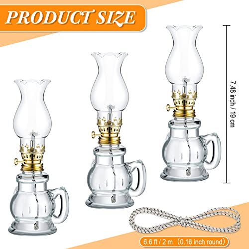 Vintage Glass Kerosene Oil Lamps - 6 Pack Clear Hurricane Lanterns with Wick