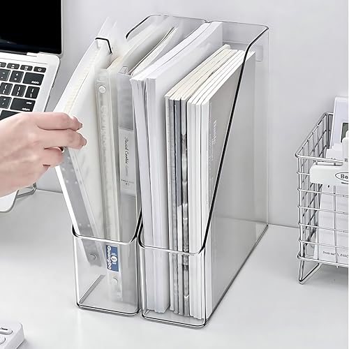Clear Acrylic Vertical Magazine File Holders - 2-Pack Desk Organizer