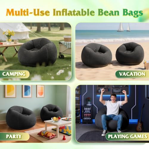 2-Piece Inflatable Bean Bag Set - Portable Indoor & Outdoor Seating