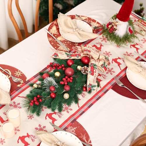 HiiARug 24x2 Pack Artificial Christmas Swags with Berries & Pinecones, Indoor Outdoor Holiday Decor