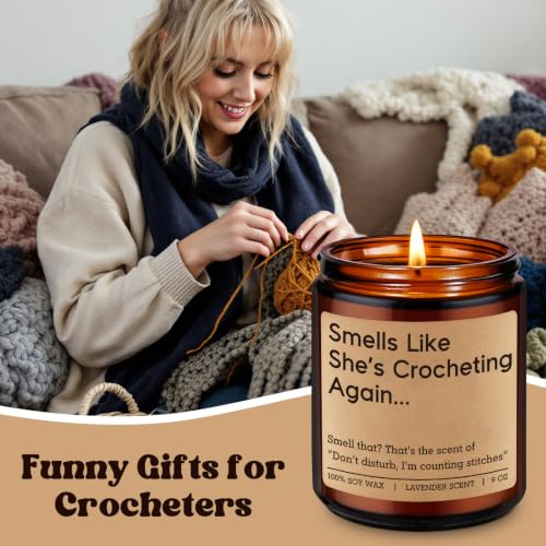 Fairy's Gift Crochet Candle - Lavender Scented Knitting & Crocheting Gift for Women