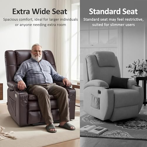 Oversized Dual Motor Power Lift Recliner with Heat and Massage, Dark Brown