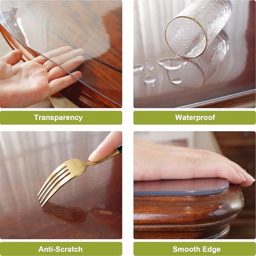 2mm Clear Table Protector - 24 x 48 Inch Waterproof PVC Desk Mat