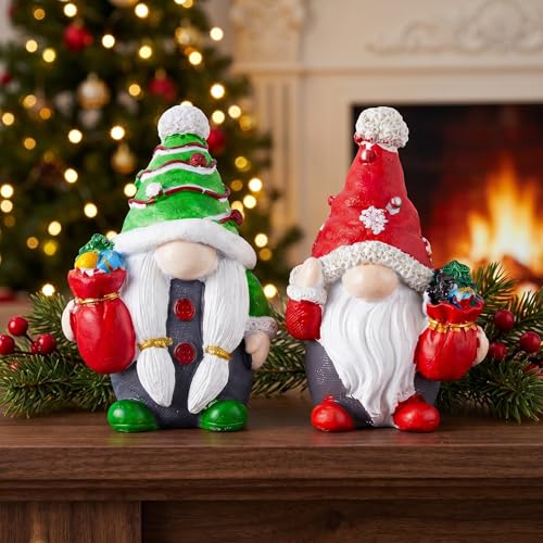 Winter Resin Gnomes Decor Set - Brizoria Green-Red Hat Figurines