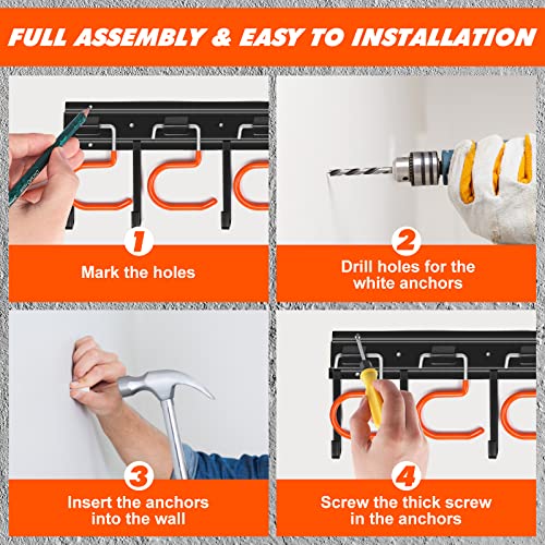 68-Inch All Metal Garden Tool Organizer Wall Mount Garage Storage