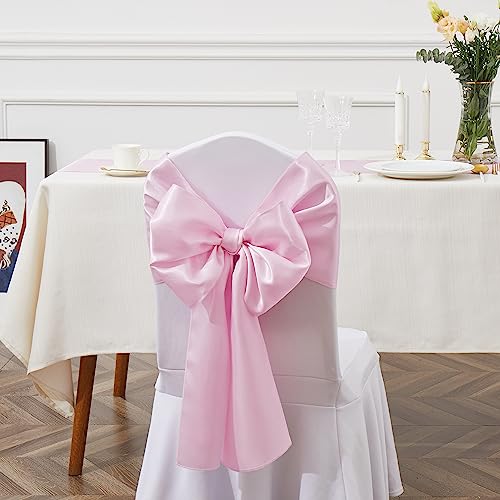 Pink Satin Chair Sashes Bows - 10 Pcs, 6 x 108 Inch for Events
